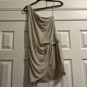 Beige one shoulder dress